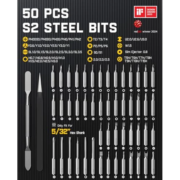 Fanttik E1 MAX Mini Elektro Schraubendreher Set, 50 in 1 Präzisionskit mit 2 Gängen Drehmoment, magnetischem Etui, Akku für iPhone, Laptop, Brillen, Uhren - Weiß – Bild 5