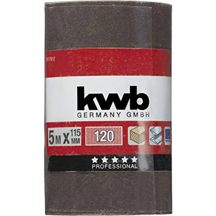 kwb Schleifpapier auf Rolle - Schleifpapier-Rolle 5 m für Metall, Holz, Lack 115 mm, Korn K-120 – Bild 2