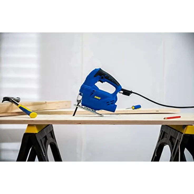 Kinzo Stichsäge - 230V - 400W - mit Staubabsaugung - Schutzblatt - Verschiedene Materialien - Holz bis zu 65 mm - Metall bis zu 6 mm - Blau, 8711252064161 – Bild 5