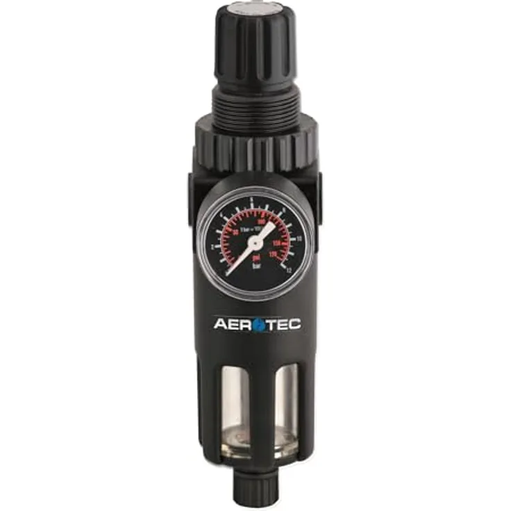 Aerotec Filter Druckregler FX 3230, Wasserabscheider 10 Mikron, einstellbar 0-10 bar, 6000 L/Min Volumenstrom, universell passend