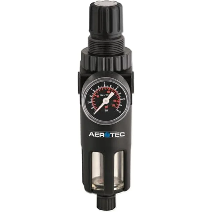 Aerotec Filter Druckregler FX 3230, Wasserabscheider 10 Mikron, einstellbar 0-10 bar, 6000 L/Min Volumenstrom, universell passend – Bild 1