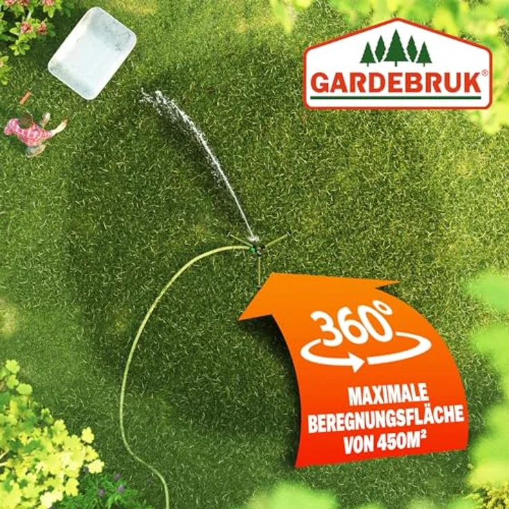 Deuba Rasensprenger Teleskopstativ Höhe bis 120cm Bewässerungsweite bis zu 27m 360° Sprühaufsatz Impulsregner Sprinkler Kreisregner – Bild 7