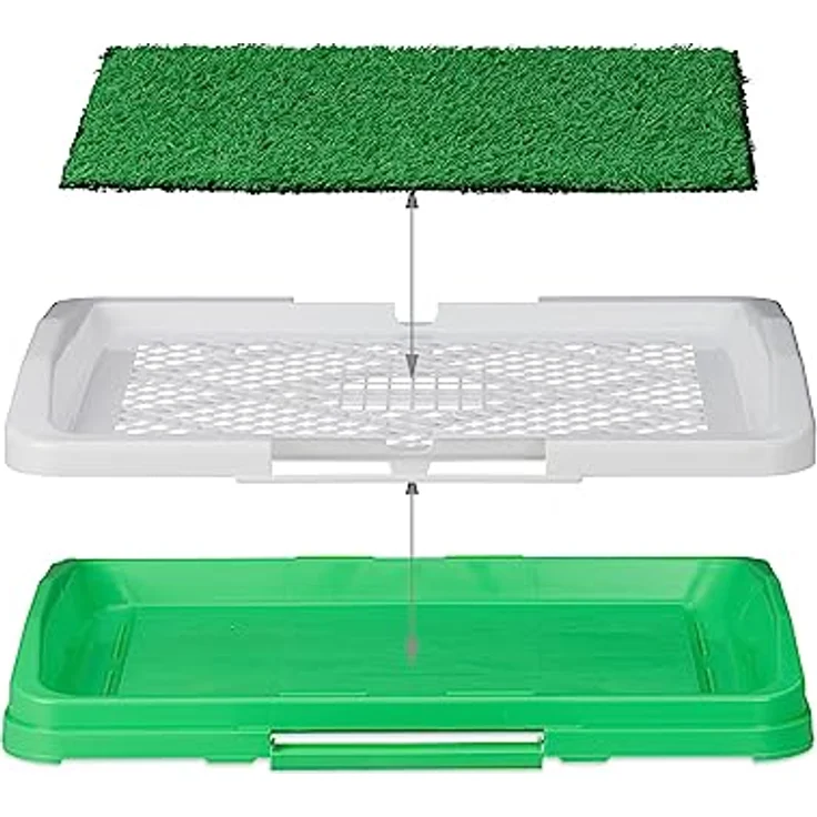 relaxdays Hundetoilette Hundeklo mit Rasen, Stubenreinigung für Welpen, kranke und alte Hunde, Grün, Weiß – Bild 6