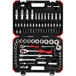 Gedore Bit- und Steckschlüsselset red, 94-teilig, 1/4" + 1/2" mit 2K-Umschaltknarre und umfassendem Zubehör