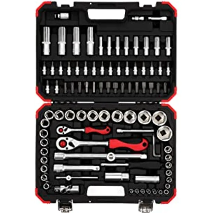 Gedore Bit- und Steckschlüsselset red, 94-teilig, 1/4" + 1/2" mit 2K-Umschaltknarre und umfassendem Zubehör