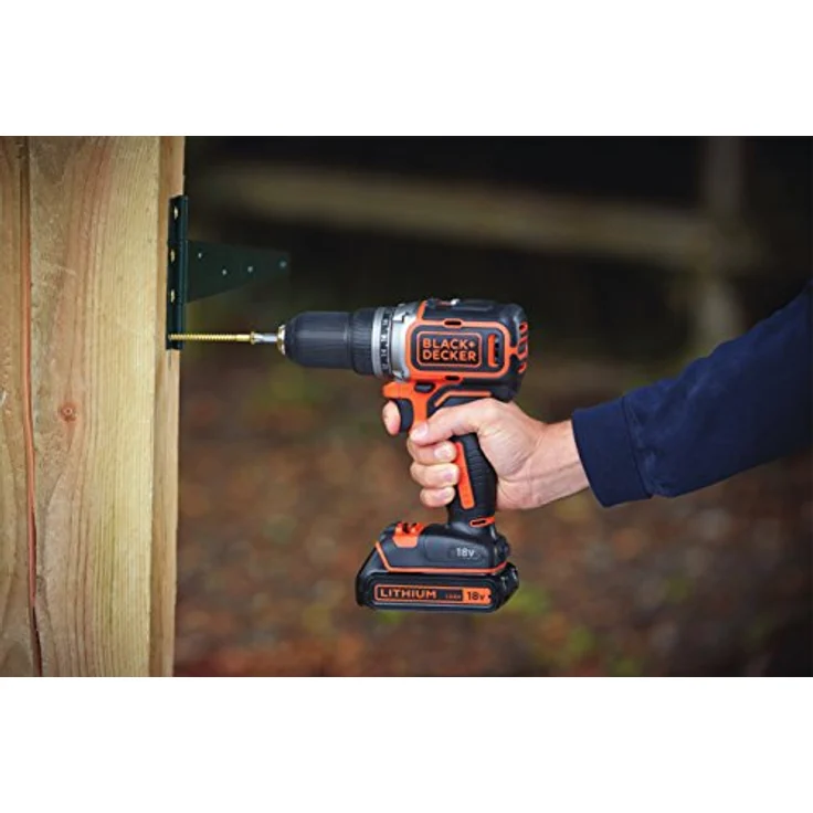 Black+Decker Akku-Bohrschrauber, Bohrmaschine (18 V 1.5Ah, bürstenloses 2-Gang-Getriebe, LED-Arbeitslicht) 1 Stück, BL186KB – Bild 4