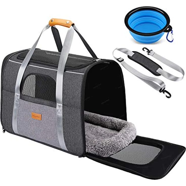 Morpilot Katzentragetasche Hundetragetasche, Atmungsaktive Hundetasche Transportbox für Katze und Hund von 20 Pfund, Haustiertragetasche mit Schultergurt und Faltbare Hundenapf – Bild 1