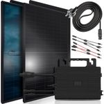 SUNNIVA® Balkonkraftwerk FULL BLACK BIFACIAL GLAS GLAS 2392W/800W Solaranlage mit 800W Astro Energy Micro Wechselrichter Wifi Bluetooth, upgradebar drosselbar, 4x460W Bifaziale Solarmodule, 5m Kabel