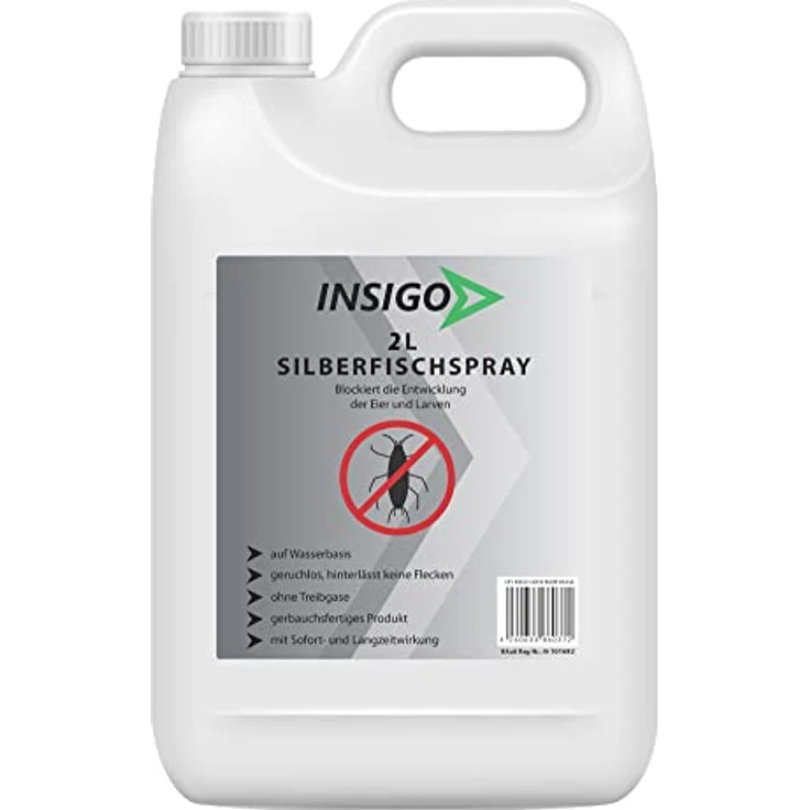 INSIGO Anti-Silberfisch-Spray 2 Liter + 500ml | Hochwirksam gegen Silberfische, Larven & Eier | Fleckenfreie Silberfisch-Abwehr | Mittel gegen Silberfische auf Wasserbasis – Bild 3