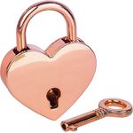 HMF Mini Deko Vorhängeschloss mit Schlüssel in Herzform | 3,9 x 3 x 0,7 cm | Roségold