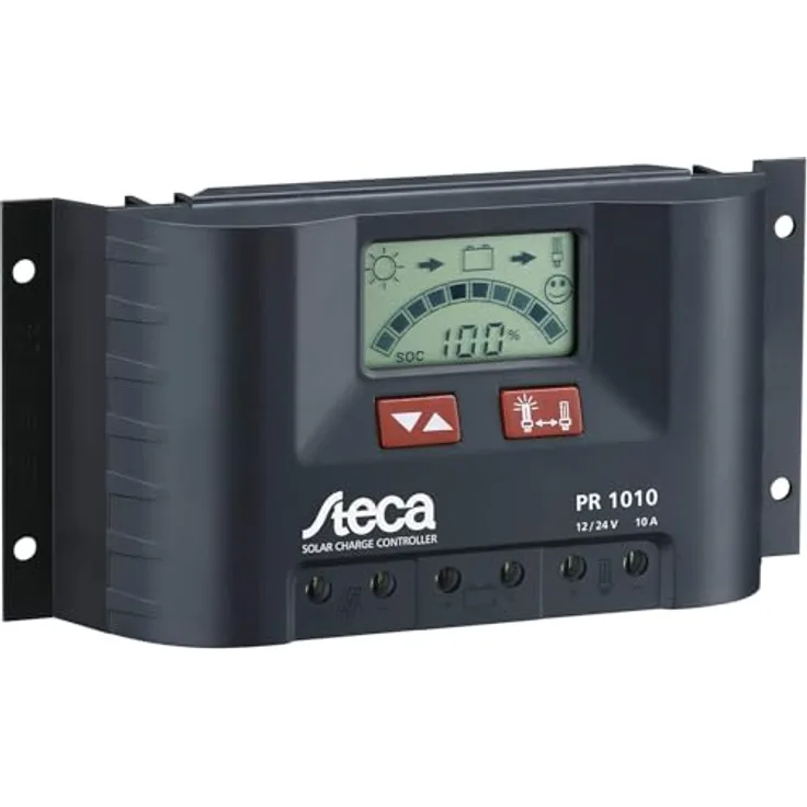 Steca PR 1010, Solar-Laderegler mit großem Display und optimaler Batteriepflege für bis zu 900 Wp Modulleistung