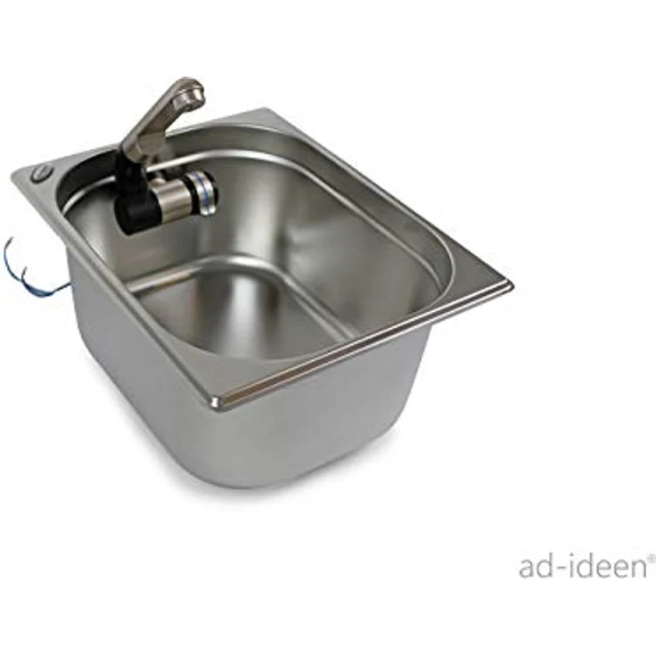 ad-ideen Waschbecken Camping Miniküche 230V Bausatz, Edelstahl, 325x265x150mm für T4 T5 T6 – Bild 2