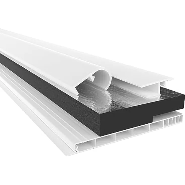HEXIM PVC Rollladenkastendeckel Komplettset, Modell RVK120, 1000-2000mm Länge, 120-320mm Breite, weiß, mit hochwertiger Dämmung und Revisionsklappe (120mm x 1,2 Meter)