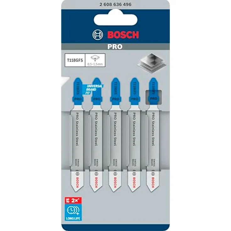 Bosch Professional 5 Stück Stichsägeblatt T 118 GFS Basic for Stainless Steel (Edelstahl, Zubehör Stichsäge) – Bild 2