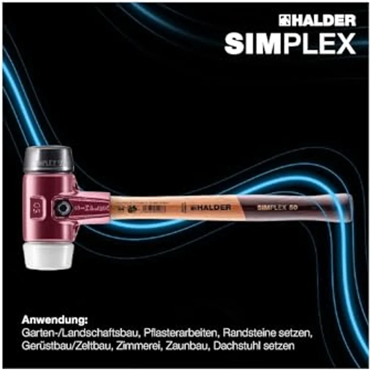 Halder Schonhammer SIMPLEX-Plusbox Starterkit, 80 mm Kopf, ergonomischer Holzstiel, Tempergussgehäuse, austauschbare Gummi- und Superplastik-Einsätze – Bild 8