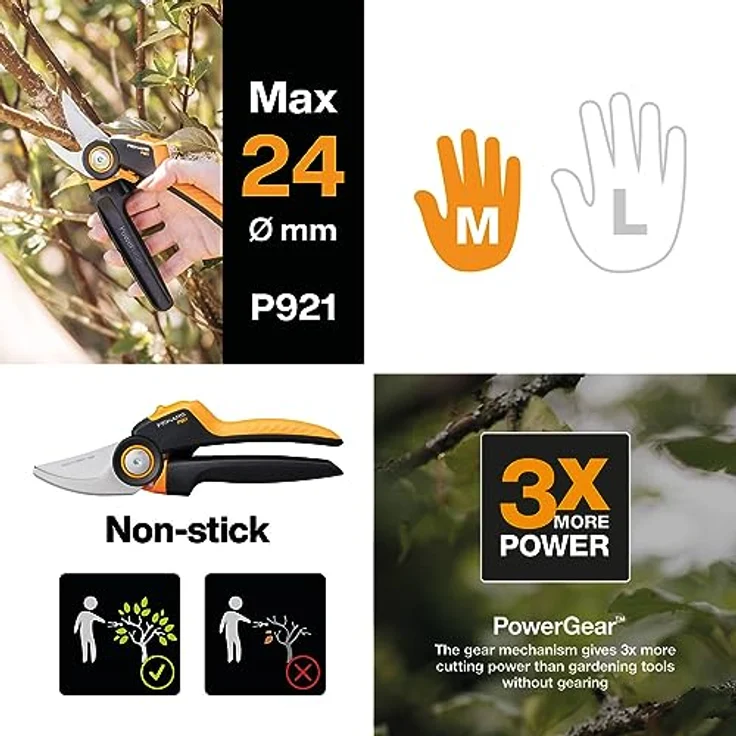 Fiskars X-series Bypass-Gartenschere M P921, orange-schwarz – Bild 2