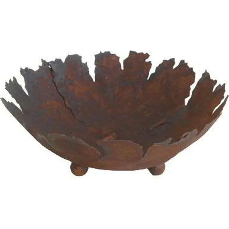 Rostige & Runde Schale mit Rissen - Standard Dekoschale auf Füßen: Ø 45cm - Wetterfest & Frostsicher - Metall/Edelrost/Rost - Rostschale/Metallschale zur Dekoration im Garten/Gartendekoration