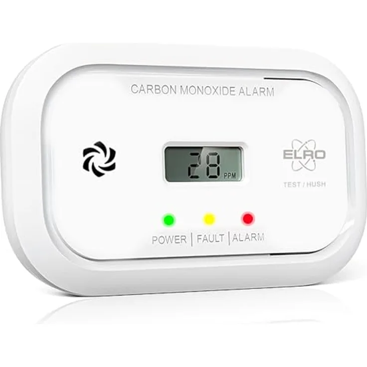 ELRO FC5003 Kohlenmonoxidmelder, 10-Jahres-Sensor mit LCD Display und 3 Jahre Batterien, zuverlässiger Schutz laut EN50291