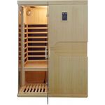 DEKO VERTRIEB BAYERN Infrarotkabine XXL Luxus LED Infrarotsauna 150x110x195 Wärmekabine, mit Farblichttherapie und OzonModell 20249, kanadisches Tannenholz, Bluetooth-fähiges Soundsystem (Sau)