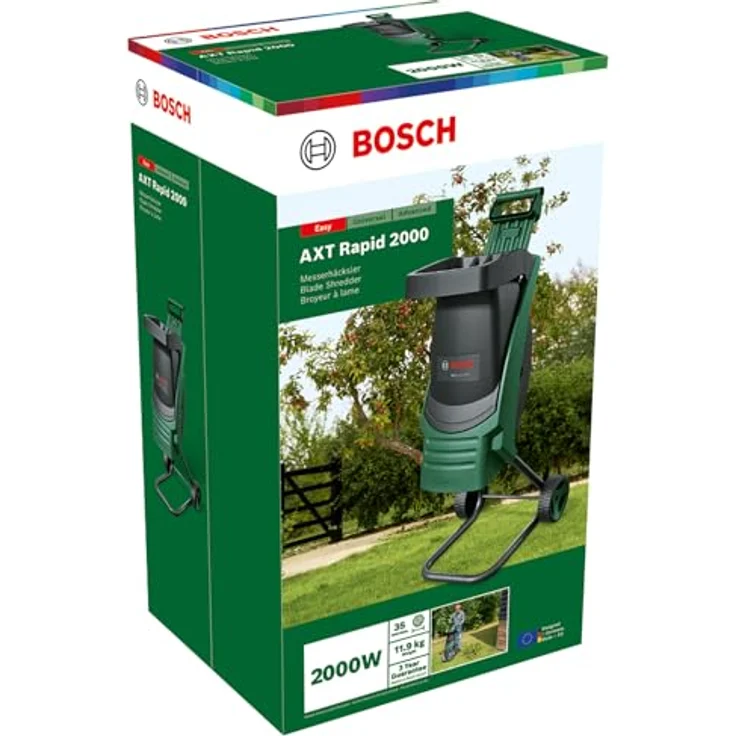 Bosch Häcksler AXT Rapid 2000 - im Karton, Schnittgeschwindigkeit 3650 U/min, Schneidekapazität 35 mm – Bild 6