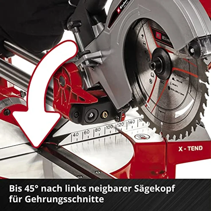 Einhell Akku-Zug-Kapp-Gehrungssäge TE-SM 36-210 Li-Solo Power X-Change PXC (Li-Ion, 36 V, leichtgängige Zugfunktion, Schnittlinien-Laser, ohne Akku und Ladegerät) – Bild 7