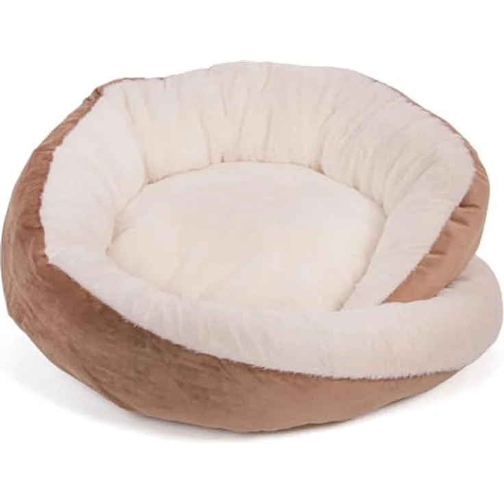 Wallace & Jones | Hundebett rund Grace - gemütlicher Hundekorb für mittelgroße Hunde | Hundebett mit Rand, rutschfest | braun-beige | Größe M | ca. 60 x 60 x 18 cm – Bild 3
