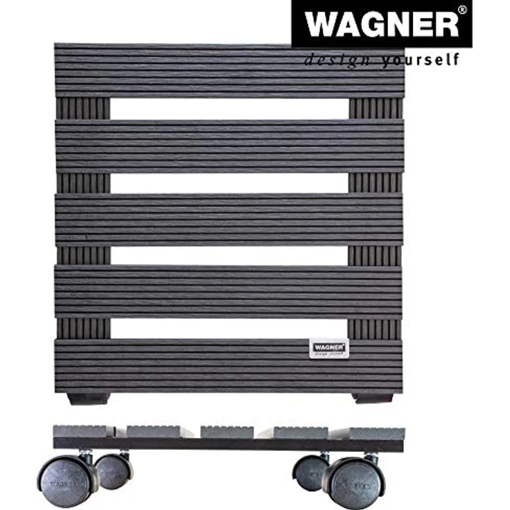 WAGNER Pflanzenroller WPC 29 x 29 cm I Pflanzenroller & Blumenroller für Außenbereich + Innenbereich, anthrazit I Kübelroller aus WPC (Wood Plastic Composite) I Tragkraft 60 kg ? 20050001 – Bild 6