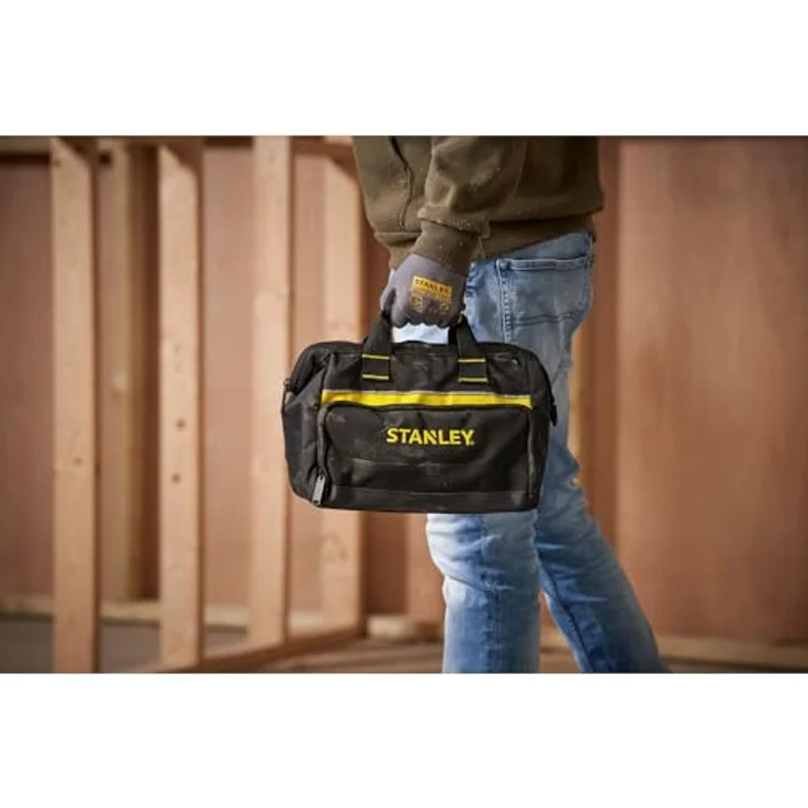 Stanley Werkzeugtasche (12 Zoll, 30 x 25 x 13 cm, robuste, kompakte Tasche für Werkzeuge, Trage aus 600 x 600 Denier Nylon, strapazierfähige Konstruktion) 1-93-330, Sortiert – Bild 3
