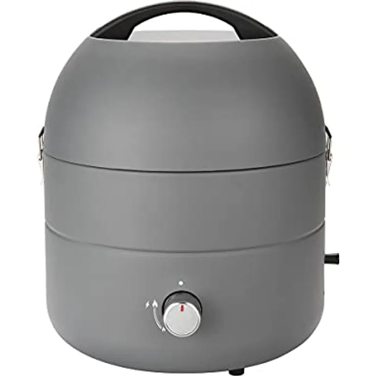 TAINO Tischgrill Kompakt-Grill Gasgrill Gas Tisch Edelstahl-Brenner BBQ Camping (Grill-to-Go Grau)