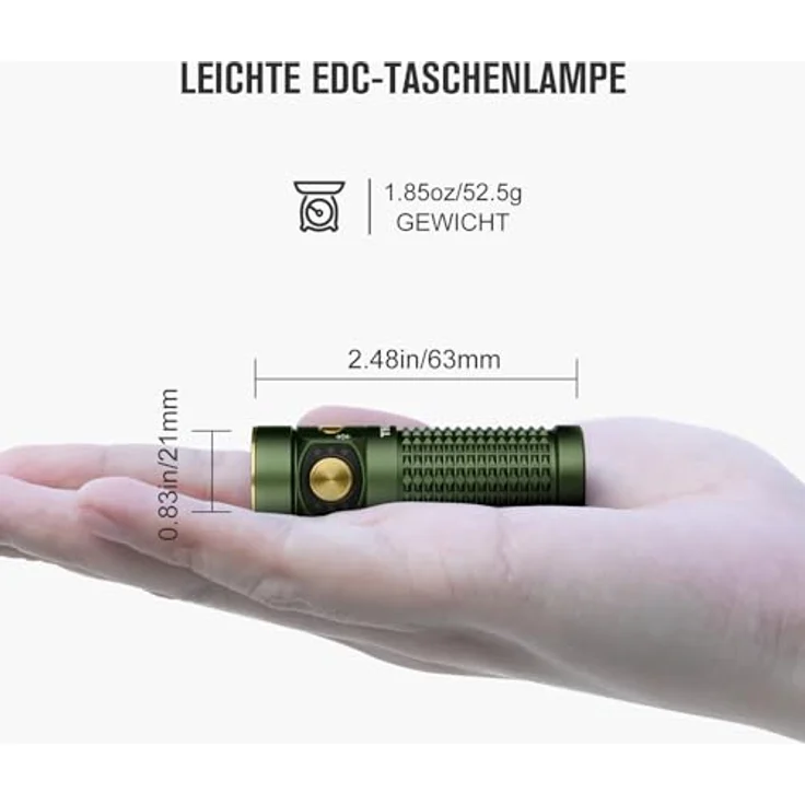 OLIGHT Baton 4 LED Taschenlampe, 1.300 lm, wiederaufladbar, 170 m Leuchtweite, robuster Metallschalter – Bild 3