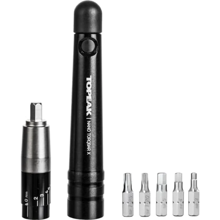 Topeak Nano TorqBar X, Drehmomentschlüssel mit einstellbarem Drehmomentbereich von 2 bis 6 Nm, inkl. 5 Bits und Transportcase – Bild 2