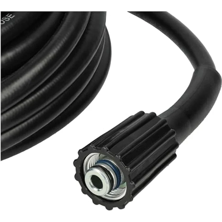vhbw 15m Hochdruckschlauch für Kärcher K 3 Horizontal Plus, 3 Full Control Home, 3 Home, 3 Full Control Home T 5, mit Schnellkupplung, max. Druck 200 bar, schwarz/gold – Bild 5