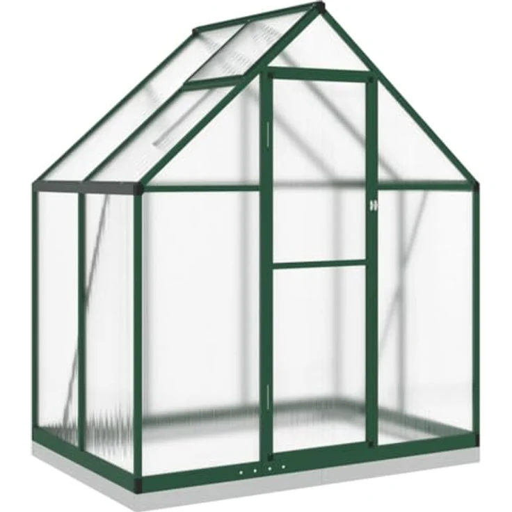 vidaXL Gewächshaus mit Fundamentrahmen Grün 169x114x202 cm Aluminium, UV-beständige Platten, langlebig – Bild 1