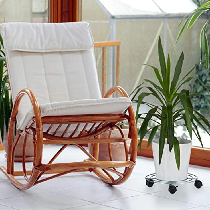 Relaxdays Blumentopfuntersetzer 2 x Pflanzenroller mit Bremse, Silber, belastbar bis 30 kg, zeitlos schlichtes Design – Bild 2