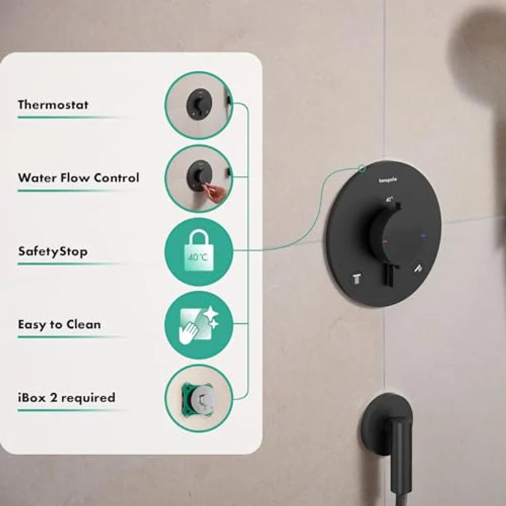 hansgrohe Ecostat Comfort S Duschthermostat Unterputz, mit SafetyStop bei 40°C, für 2 Verbraucher, Brushed Black Chrome, 33715340 – Bild 2