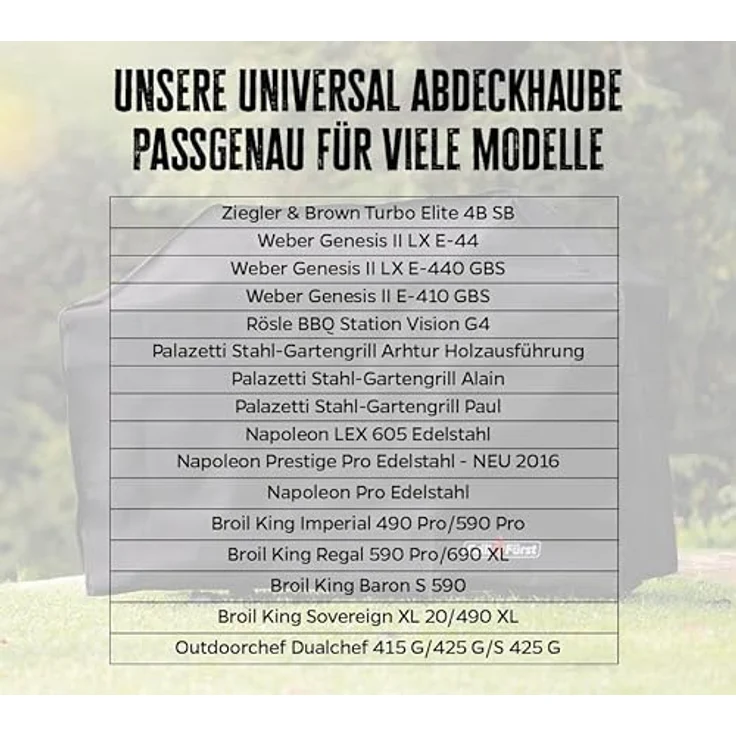 Grillfürst Grill Abdeckhaube, robuste wetterfeste und wasserdichte Abdeckung, 172 x 67 x 123 cm, passend für Weber Genesis II/Broil King Imperial/Napoleon Prestige – Bild 3
