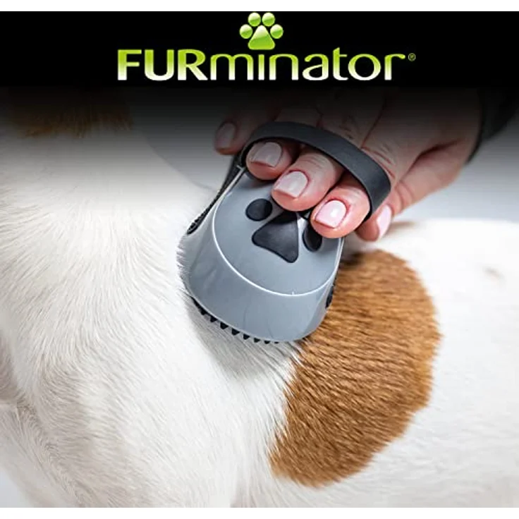 FURminator Striegel für Hunde und Katzen - Fellpflege Bürste massiert sanft die Haut - für sauberes, glänzendes Fell , Farbe: Grau – Bild 5