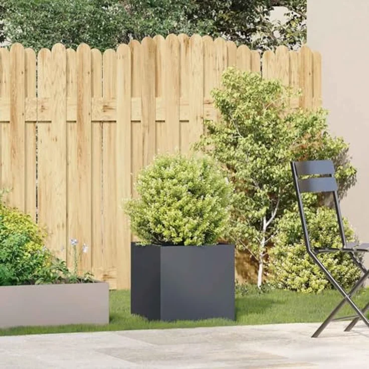 vidaXL Pflanzkübel Anthrazit 40x40x40 cm Kaltgewalzter Stahl, Garten-Pflanzgefäß mit viel Platz und erhöhter Stabilität – Bild 3