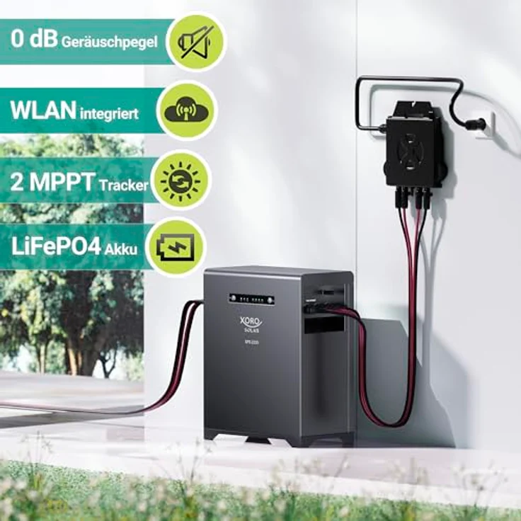 XORO SOLAR SPS 2155 Balkonkraftwerkspeicher mit 2 kWh LiFePO4 Akku, Dual MPPT 2x800W Eingang, 800W Ausgang IP65, Plug & Play – Bild 2
