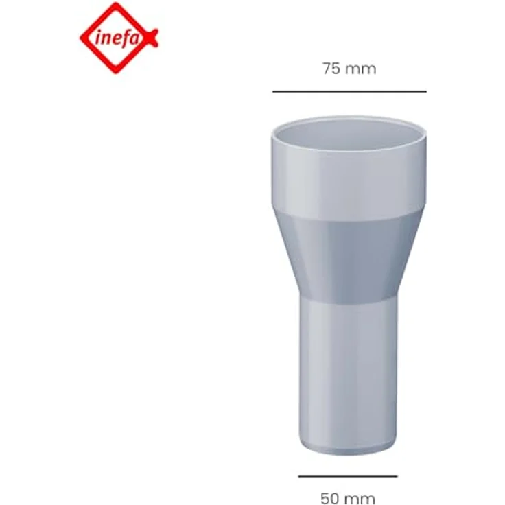 INEFA Fallrohr Reduzierstück PVC DN 75/50 Grau, Witterungsbeständig, Einfache Montage, Made in Germany – Bild 2