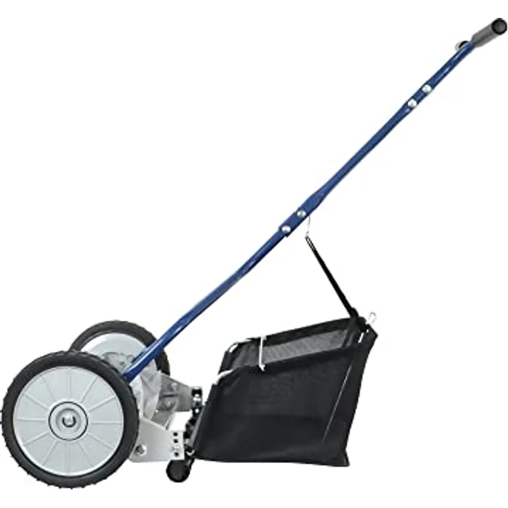 Amazon Basics Spindelmäher mit Grasfangkorb, 18-Zoll (45,7 cm), 5-Klingen, blau – Bild 4