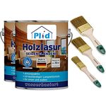 PLID® Holzlasur Innen & Aussen Teak 5L - Holzschutzlasur Außen mit UV beständigem Langzeitschutz- Grundierung Holz Außen - Holzschutzgel - Holz Lasur atmungsaktiv - Made in Germany Set