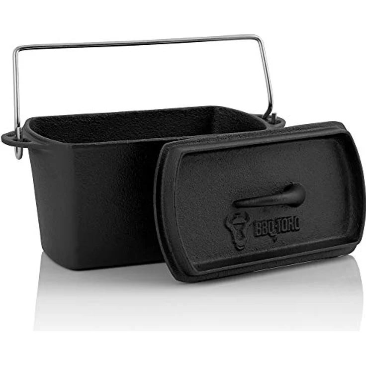BBQ-Toro Gusseisen Backtopf | 2 Liter - 27 x 12,5 x 15 cm | bereits eingebrannt - pre-Seasoned | Dutch Oven Topf, Backtopf, Gusstopf, Baking Pot | Bräter ideal für Brot, Kuchen, Backwaren – Bild 1