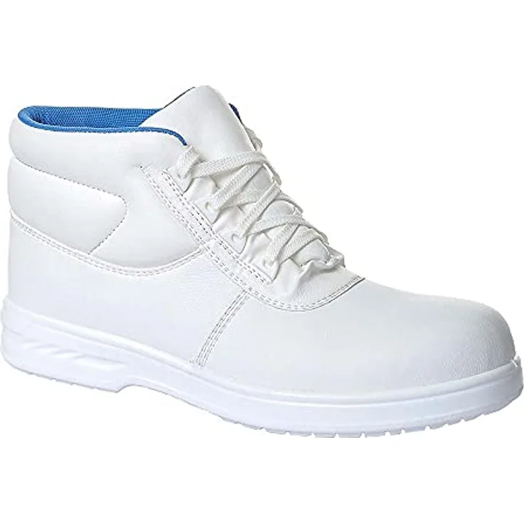 Portwest FW88 Steelite Schnürstiefel Albus S2, Sicherheitsschuhe knöchelhoch, weiß, mit Stahlkappe und rutschhemmender Sohle, Gr. 46