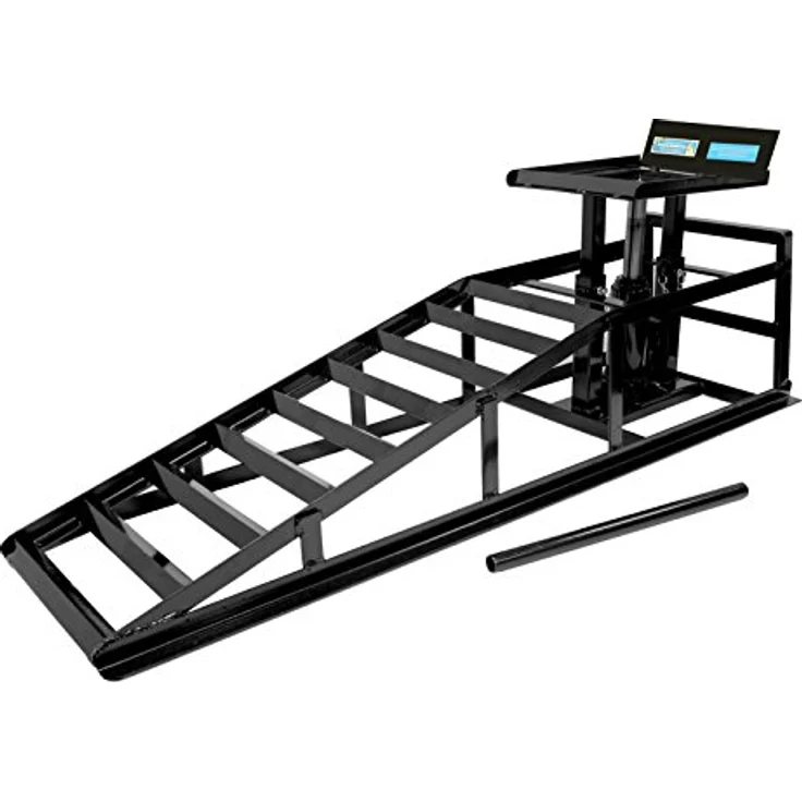 baumarktplus Hydraulischer Auffahrbock Wagenheber PKW höhenverstellbar, max. Reifenbreite 225 mm, robustes schwarzes Stahlgestell, flexible Höheneinstellung 23,5 - 36 cm – Bild 1