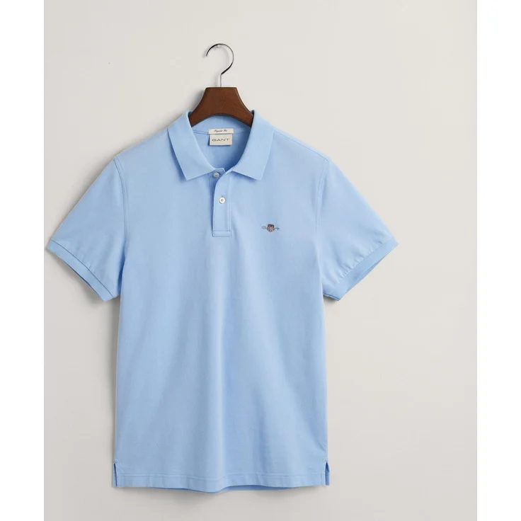 "Gant Poloshirt REG SHIELD SS PIQUE POLO, Normale Passform, Flachstrickkragen, Grafische GANT-Stickerei, blau" – Bild 1