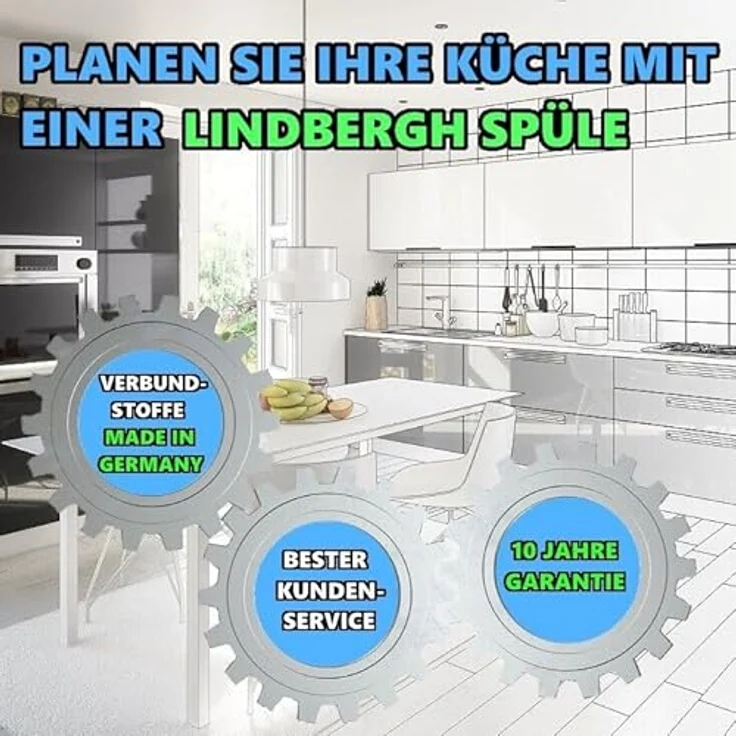 Lindbergh Spülen Rein Schwarz Granit Einbauspüle "SIM44 + Korb" Antibakteriell + Siphon - MADE IN GERMANY (7. Spüle SIM44 + Korb) – Bild 5