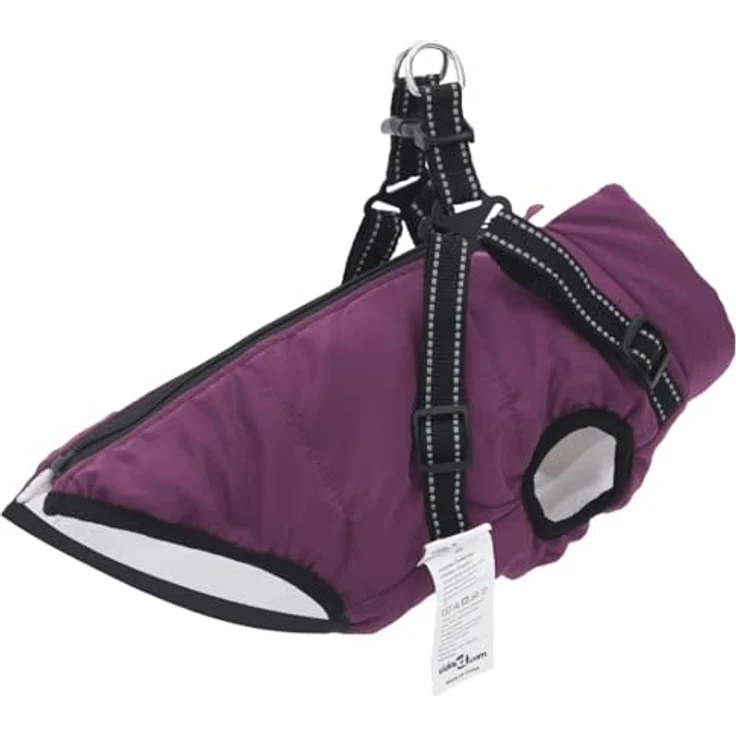 vidaXL Hundemantel mit Geschirr Wasserdicht Reflektierend Lila 2XL, Outdoor-Hundebekleidung mit verstellbarem Geschirr - wasserdicht und reflektierend – Bild 1