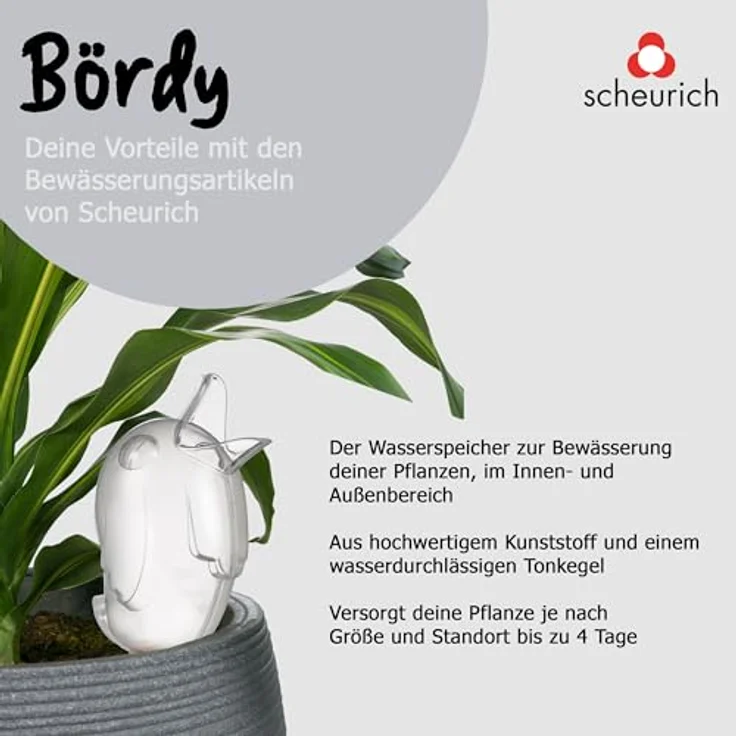 Scheurich Bördy M, Waterreserve Wasserspender aus Kunststoff und Tonkegel, Transparent, 20 cm hoch, 0,22 l Vol. - Preisvergleich – Bild 5