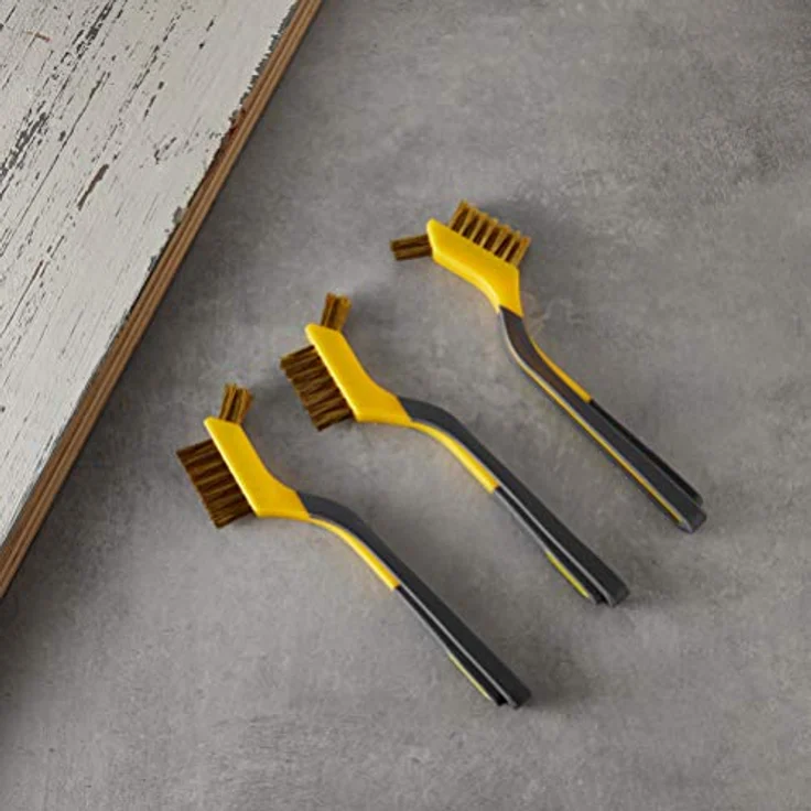 Amazon Basics Mini-Bürsten aus Messing, 3 Stück, 12.7 mm, gelb-grau, weicher Griff zum Reinigen und Entfernen von Rost – Bild 5